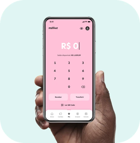 Tela de transferência por Pix conta digital Meliuz
